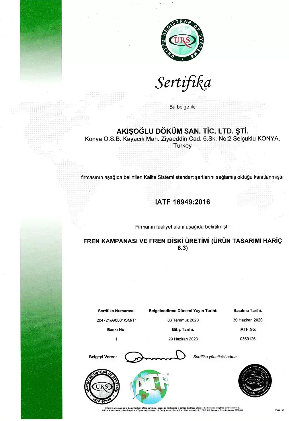 We Received Our IATF 16949:2016 Quality Certificate